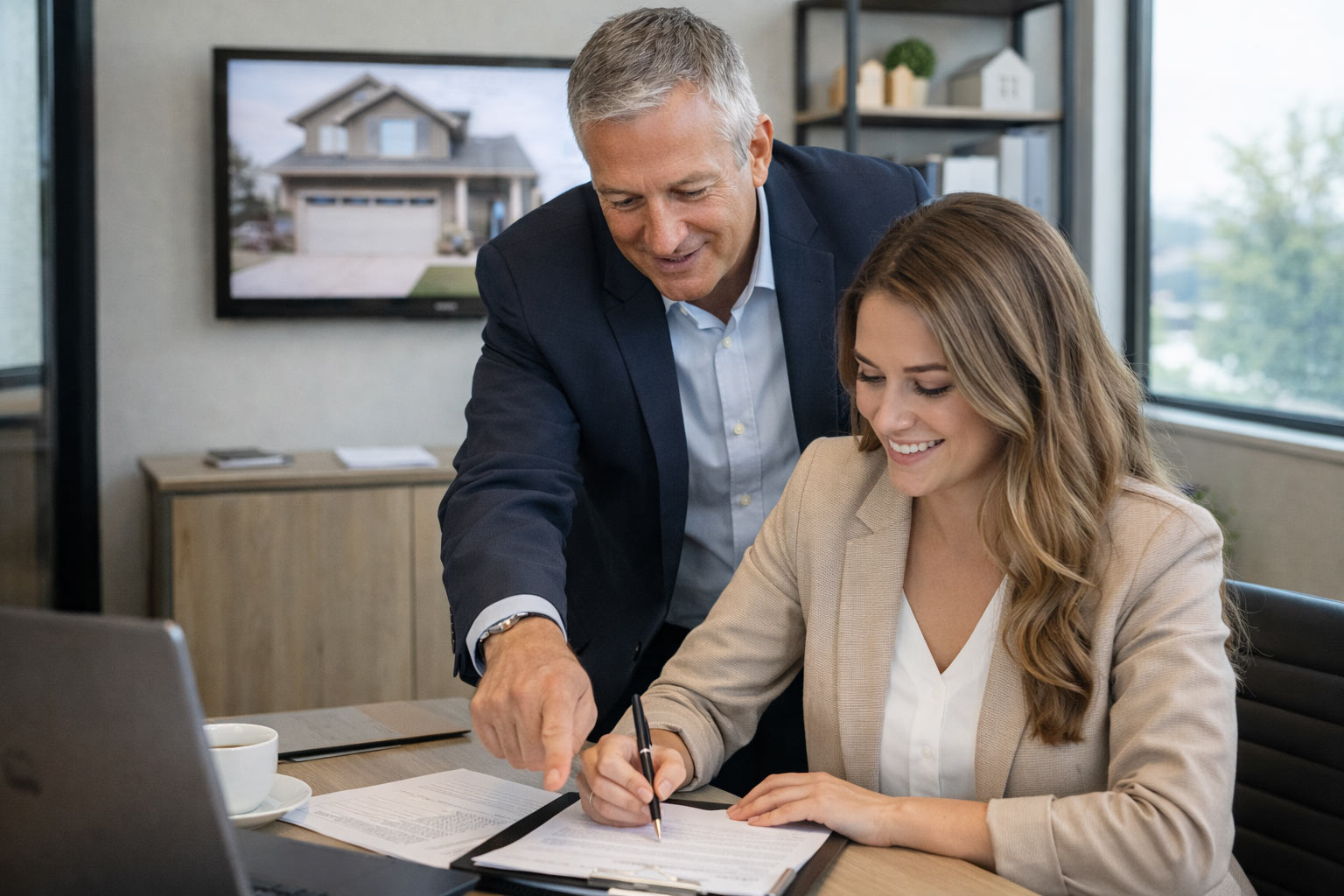 Real estate broker mentoring a new agent